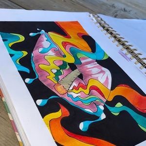 Modern & mixed media art piece for sale! Hand drawn & self designed.